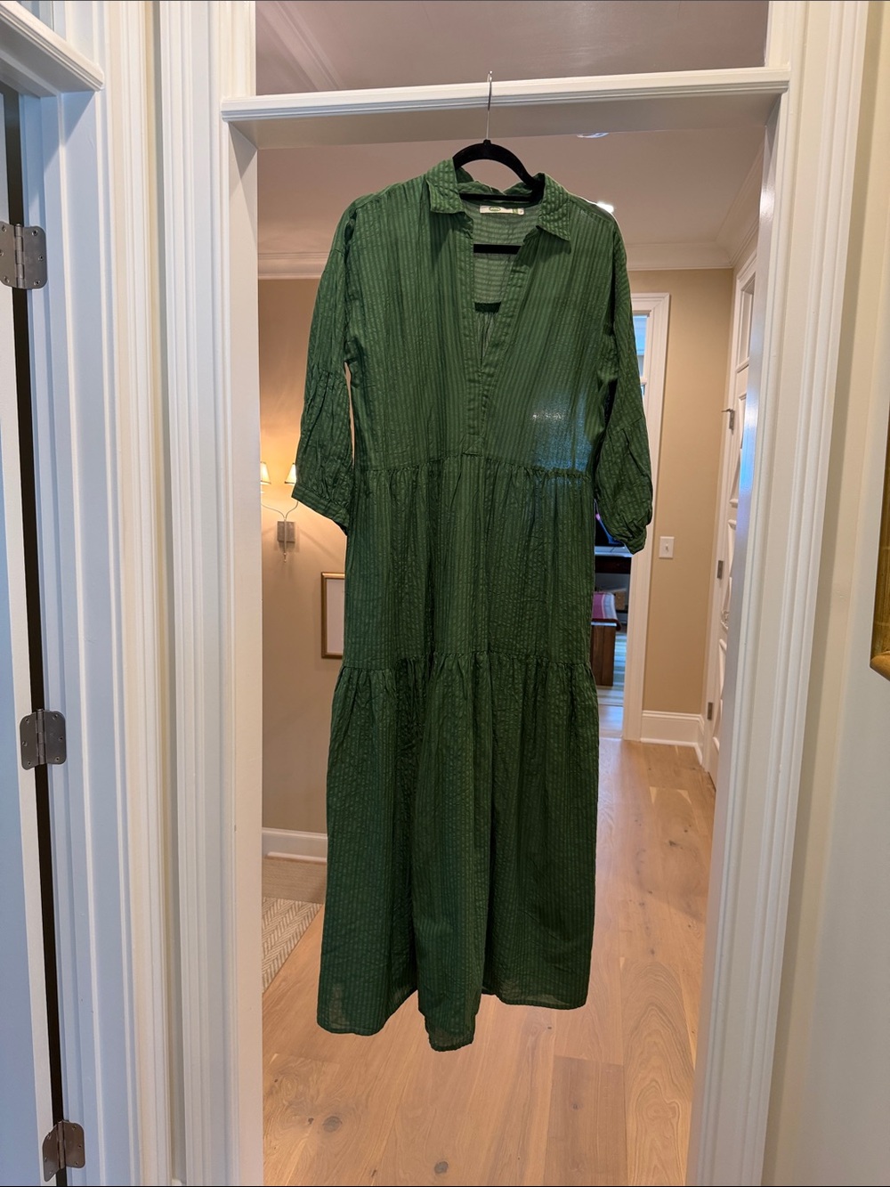 Dolma green striped  maxi Dress (bw)